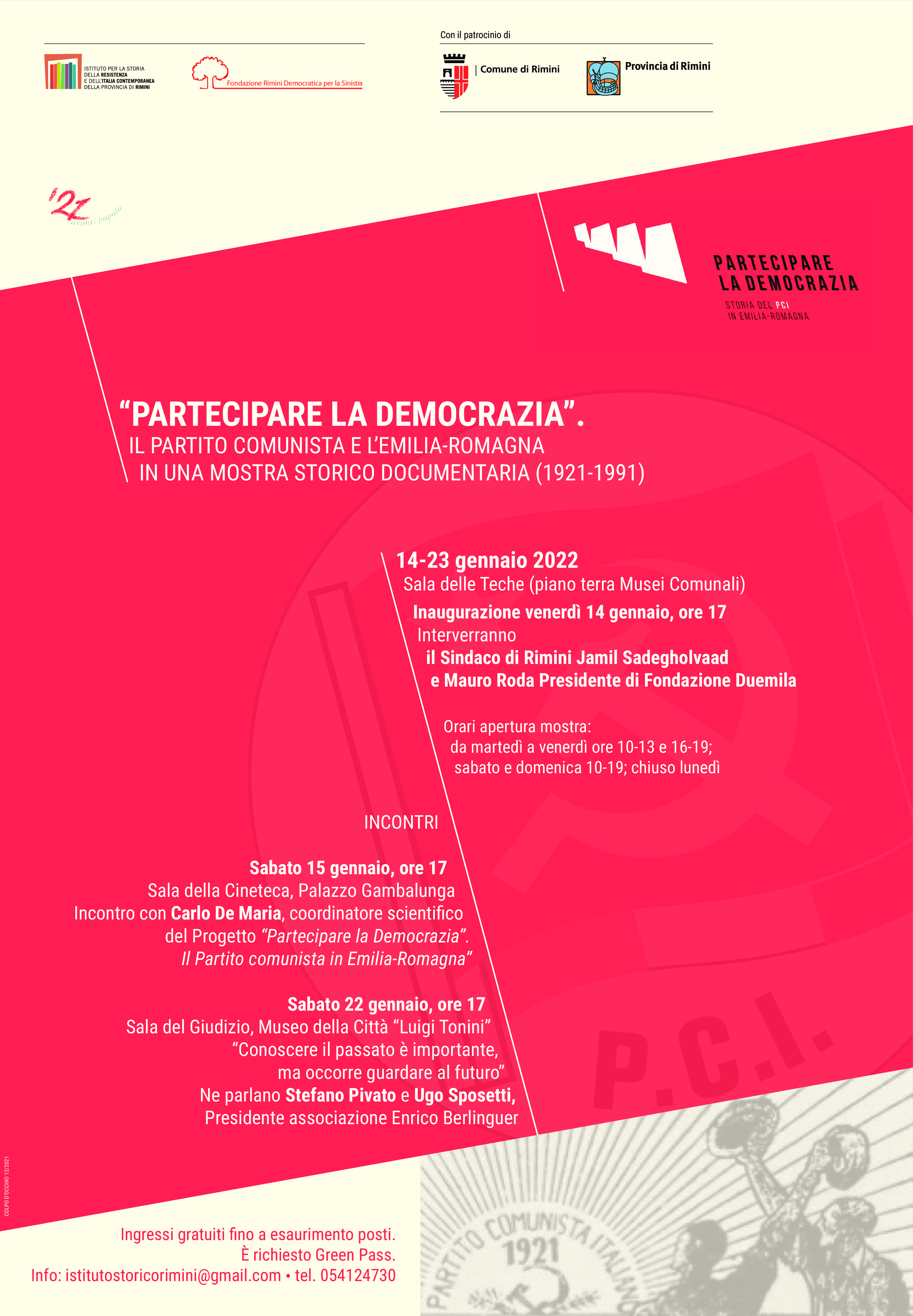 “PARTECIPARE LA DEMOCRAZIA”: IL PARTITO COMUNISTA E L’EMILIA-ROMAGNA IN UNA MOSTRA STORICO-DOCUMENTARIA14-23 gennaio 2022 